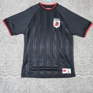 Mitchell & Ness NKFC Soccer Jersey Men's Large Black Red Striped Crest Patch